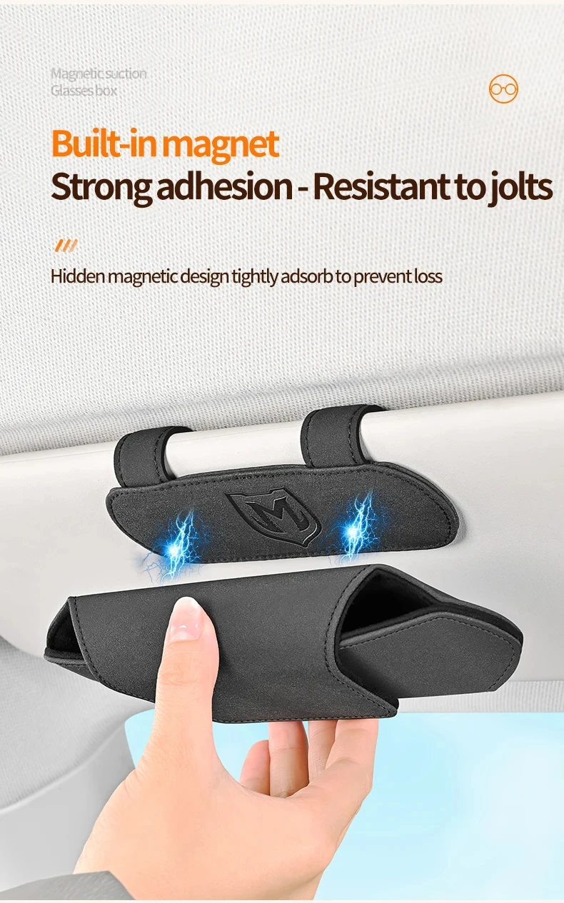 Magnetische Saugnapf-Brillenhalterung für Auto-Sonnenblende Hochwertige Sonnenbrillenbox Auto-Innenausstattung Zubehör – Detail 8