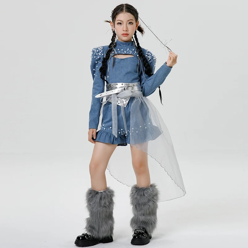 2024 New Western Cowboy Style Children's Model T-Stage Fashion Show Costume Retro Style Set Girls' Jazz Dance Outfits XH1244