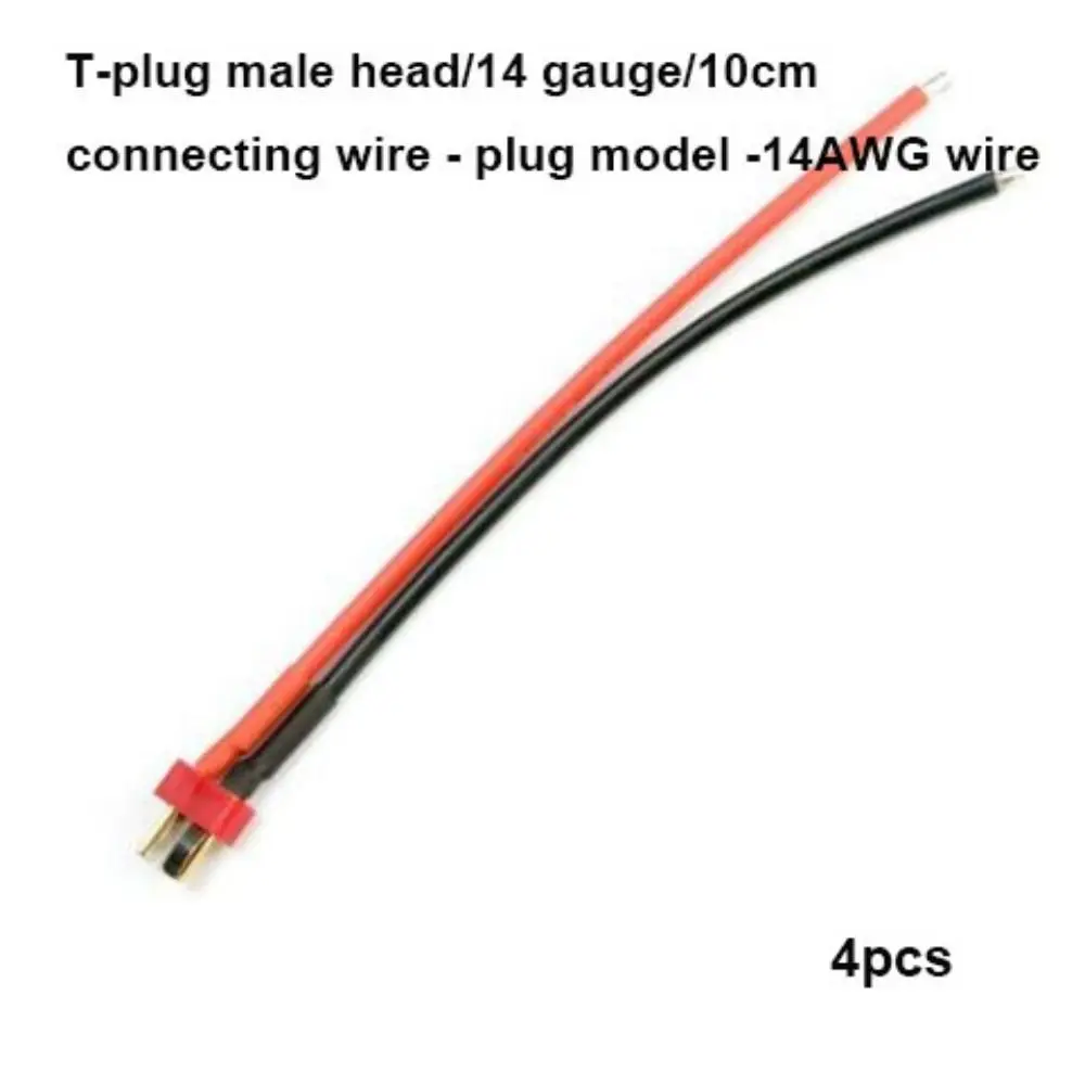 4pcs T-shaped Battery T-shaped Plug Model with Wire 10cm Airplane Battery Docking 14AWG/16AWG Lithium Battery Docking Plug