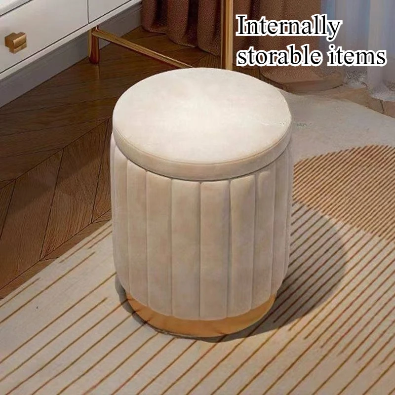 مقعد مكياج جديد خفيف فاخر كرسي مستدير لغرفة النوم على الإنترنت مقعد تخزين المشاهير مقعد أريكة مقعد مضمد كرسي مكياج #2