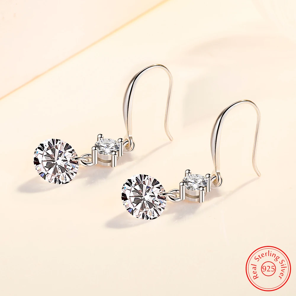 

Solid 925 Sterling Silver Crystal Zircon Jewelry Fashion Drop Earrings For Women New XY0042