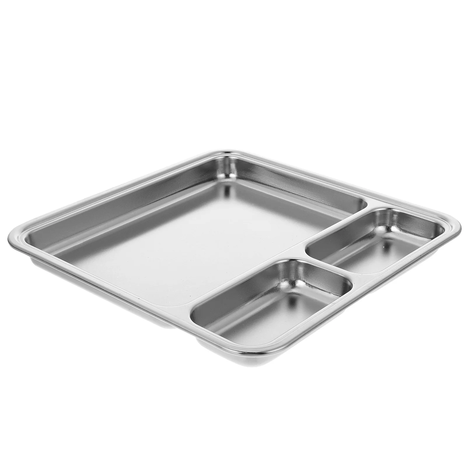 Stainless Steel Grid Dishes 3-Section Mini Platter Reusable Compartment Plates 4 Dinner Food Divided Container Dessert