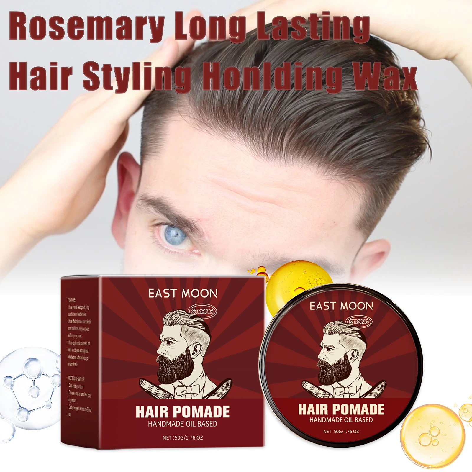 

Long Lasting Hair Styling Wax Rosemary Pomade Fluffy Hair Keep Hair Oil Edge Control Barbershop Tools Salon Hairdressing Mud