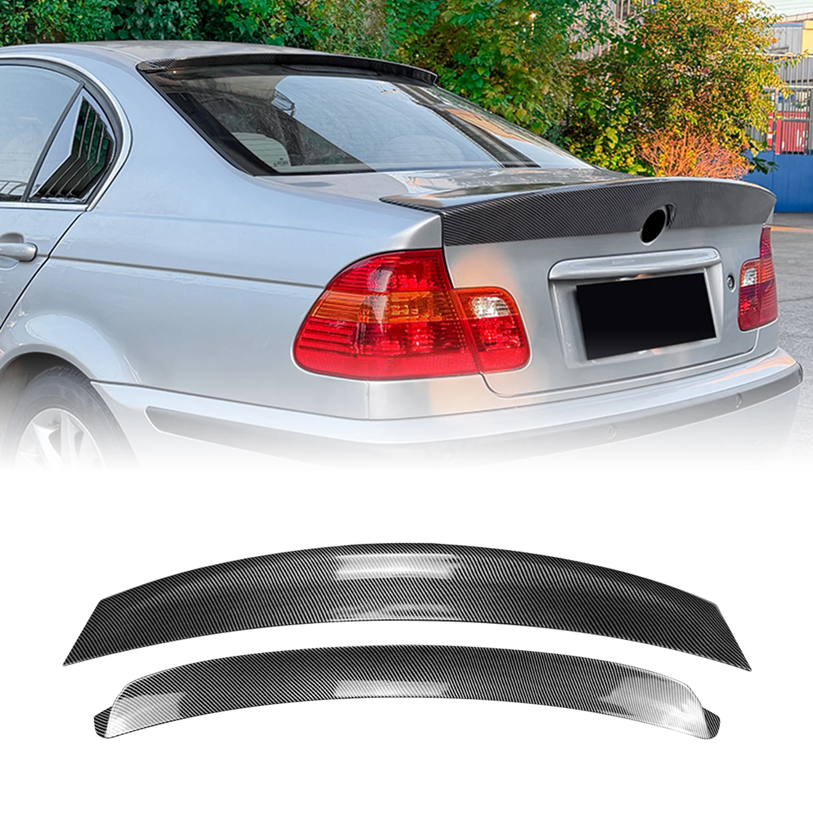 

Rear Trunk Lid Splitter CSL Style +M3 Style Roof Spoiler Wing Lip For 1998-2004 BMW 3 Series E46 320i 325i 328i 330i 4-Door M3