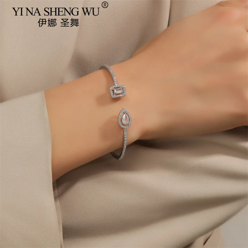 سوار زركونيا مكعب للنساء ، أخضر ، أبيض ، أزرق ، إسورة ذات نوعية جيدة للفتيات ، مجوهرات يد نسائية ، هدية عيد الحب ، فاخرة #2