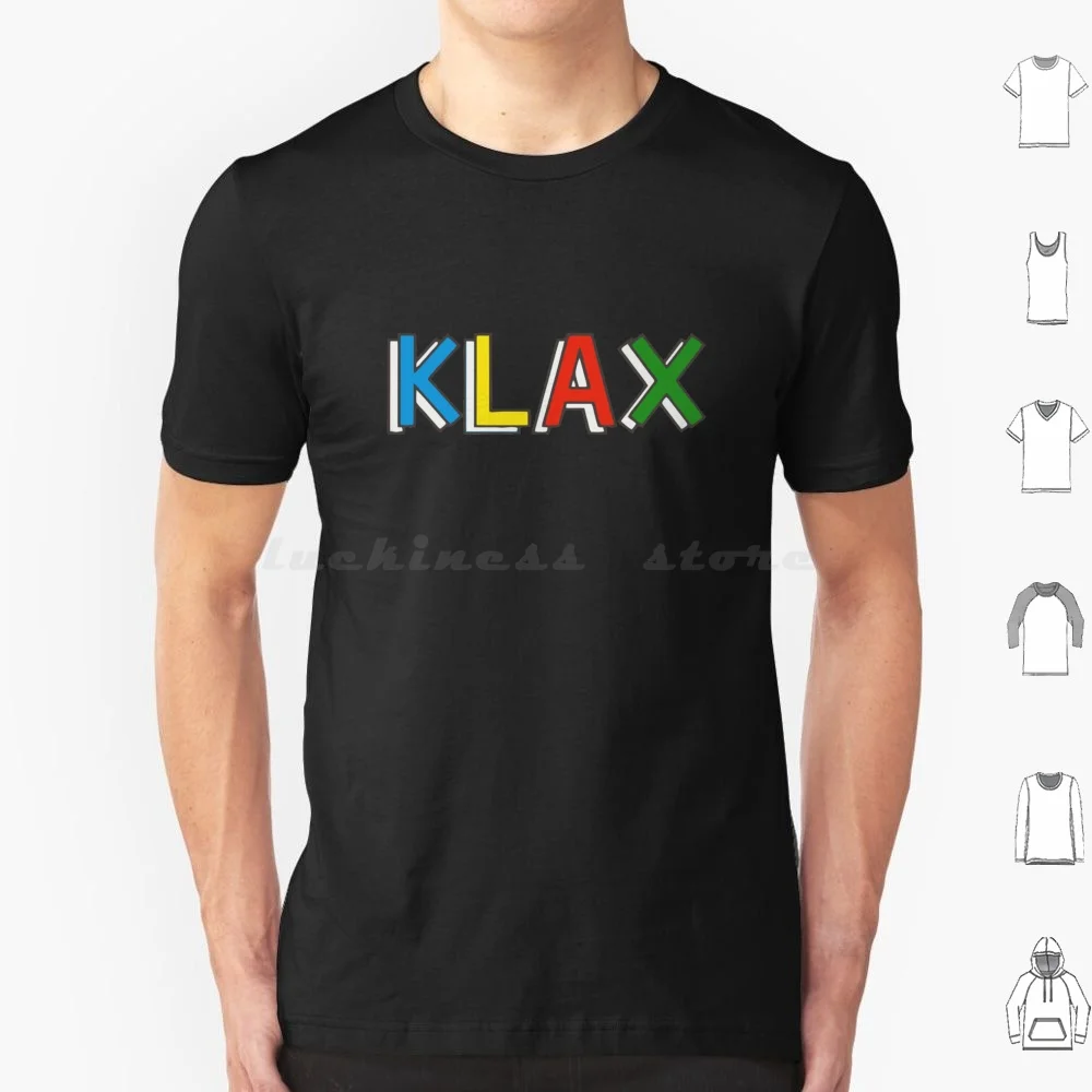 

Klax. T Shirt Cotton Men Women DIY Print Klax Videogame Text Words Console Videoconsole Gaming Gamer Rare Weird