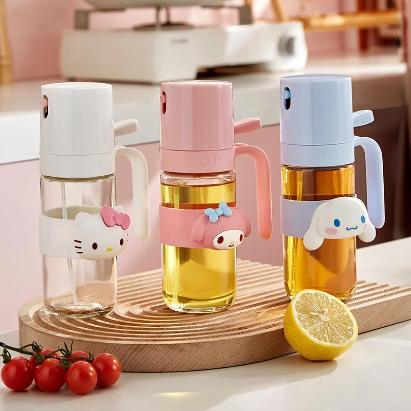 Hello Kitty Spray Bottle Sanrio Oil Tank Anime Kuromi Glass Condiment Bottles Cartoon Leak Proof Uniform Spray Bottle Kitchen