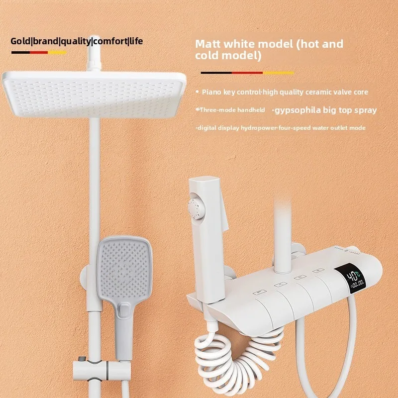 Thermostatic Shower Set Digital Display Large Rain Shower Gunmetal Bathroom Shower Head Sets Home Bathroom Collection Shower