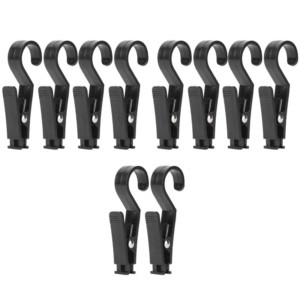 10 Pcs Plastic Multipurpose Hanging Clips Storm Proof Lockable Lightweight Tent Tarp Hook Clips Black Tent Canopy Clips