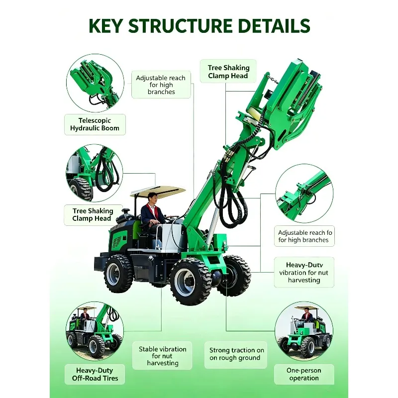 Automatic Fruit Harvest Machinery Crawler Type Walnut Tree Shaking Harvest Machine Picking Machine Nut Tree Shaker Customized