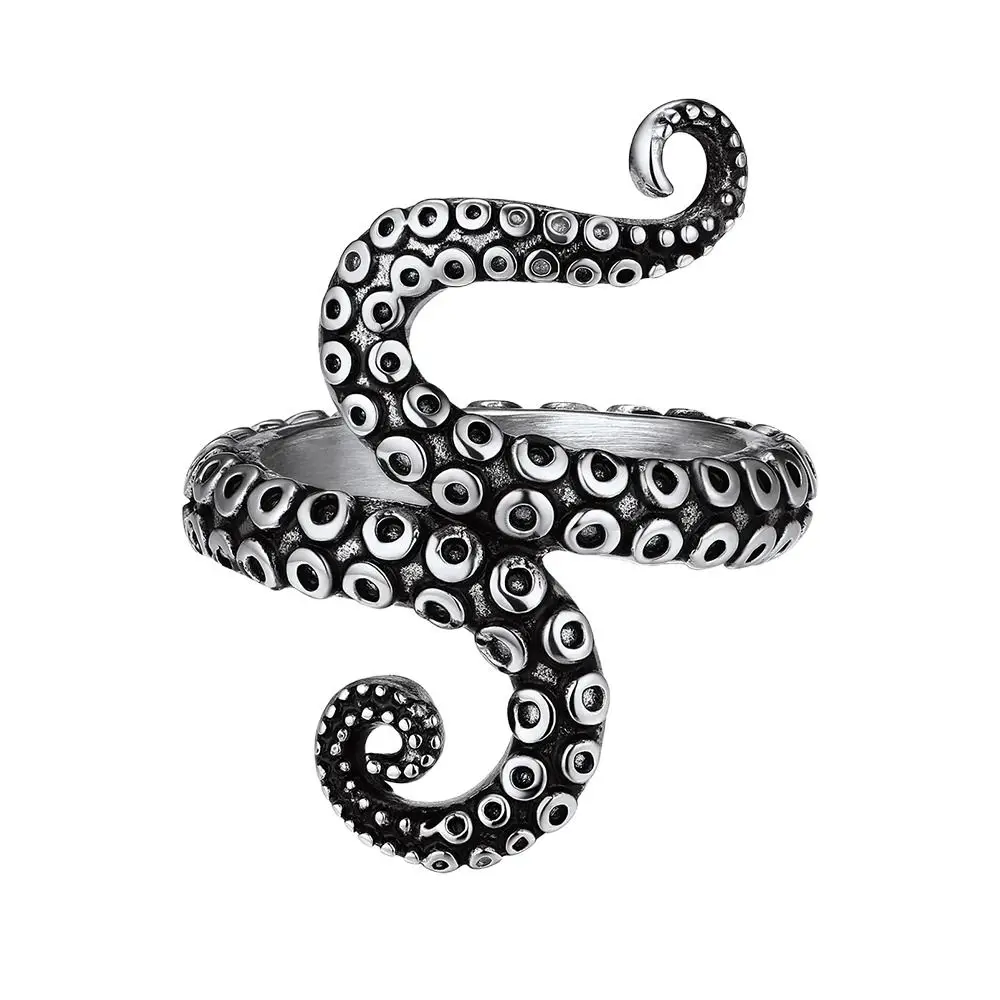 New Octopus Opening Knitting Loop Crochet Ring Finger Wear Punk Style Knitting Tools Stainless Steel Adjustable Thimble Ring