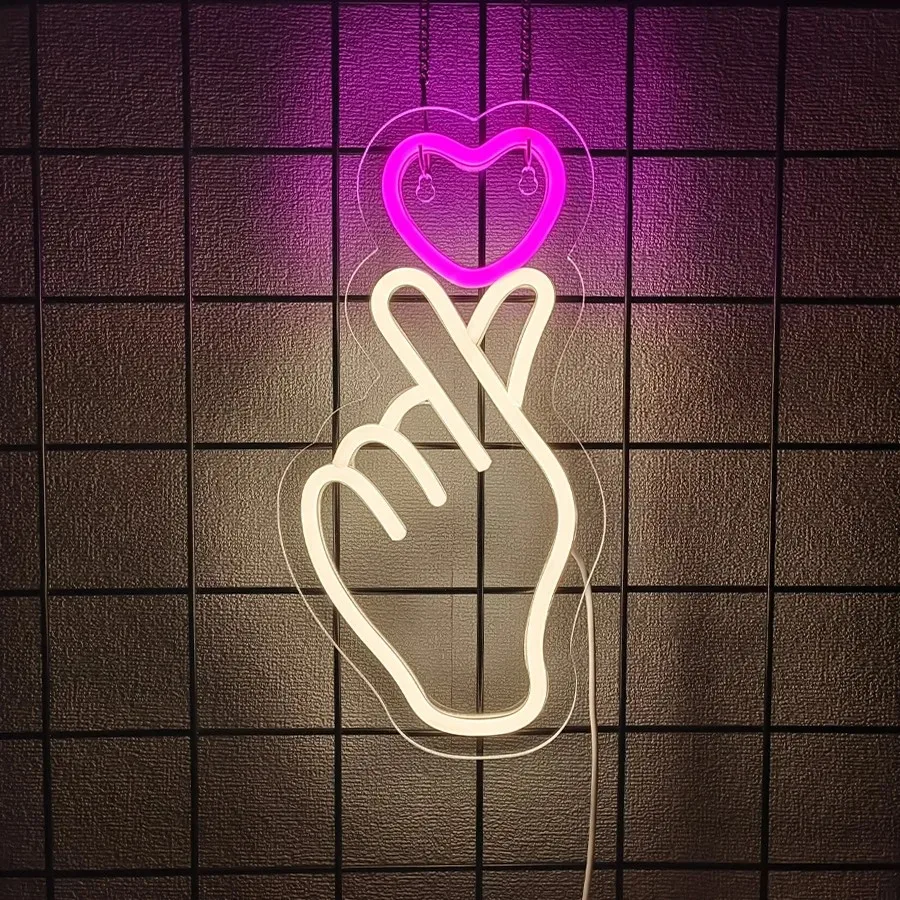 フィンガー-led-ネオンライトハンドハート形ネオンサイン寝室バー結婚式パーティー壁装飾ホリデーギフト