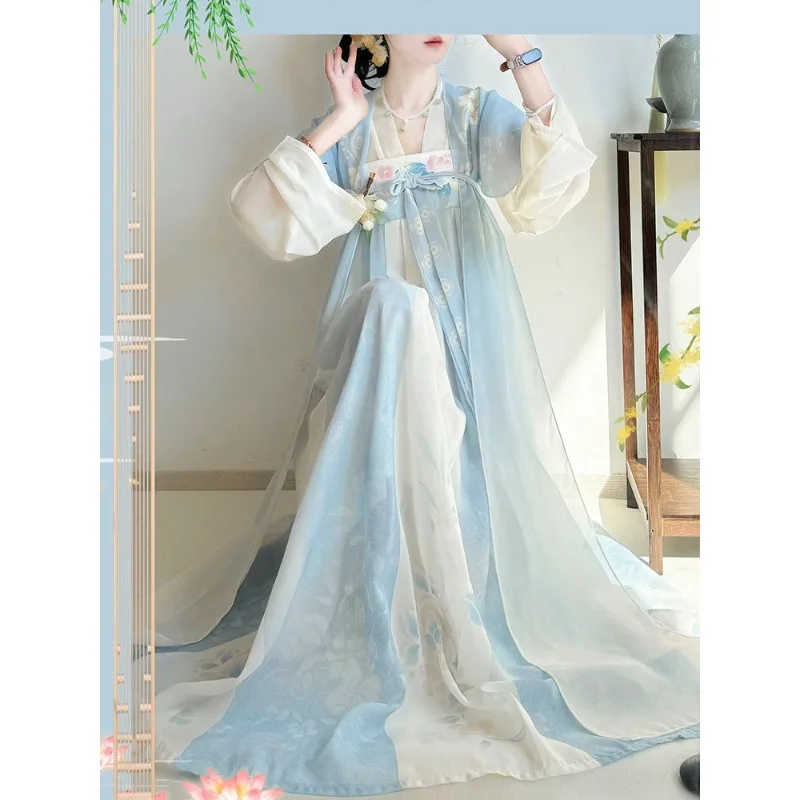 Improved Tang Style Chest-high Hanfu Maxi Dress Breathable Fabric Casual Ancient Costume For All Seasons