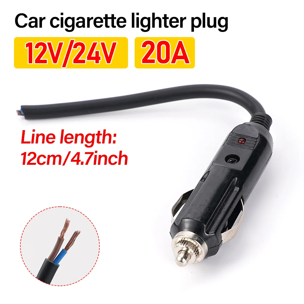

12V To 24V Car Cigarette Lighter Plug Male Head With Indicator Light Vehicle Electrical Cigarette Lighter Plug Charger Adapter