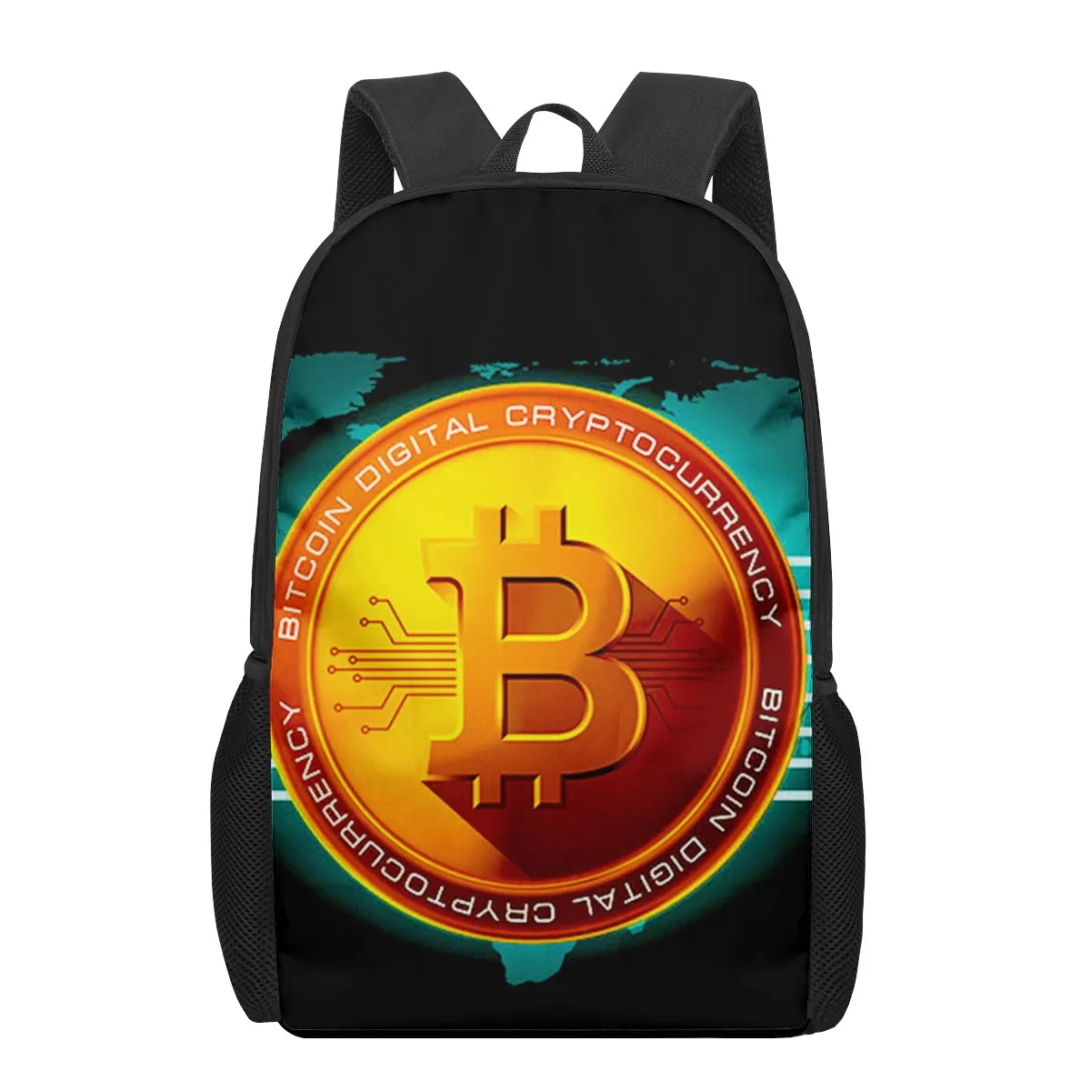 Mochila escolar para adolescentes de 16 pulgadas con estampado de moneda de Bitcoin, mochila escolar para niños y niñas, mochila escolar para estudiantes, mochila de gran capacidad