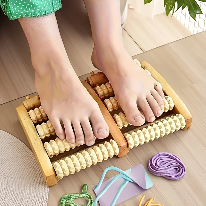 Multi Row Foot Massager with Rolling Beads for Sole and Leg Acupuncture Points Ergonomic Design for Office Workers and Elderly