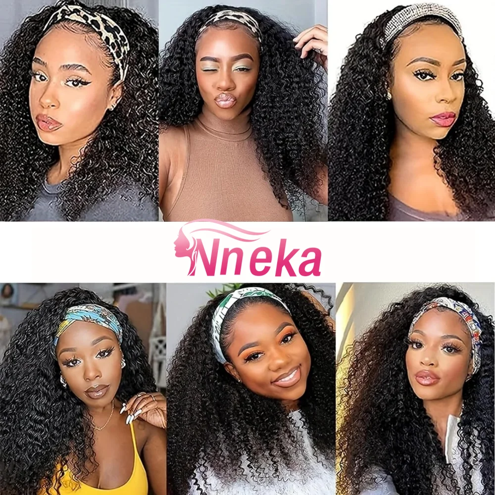 Deep Curly Headband Wigs Human Hair Pull Go Glueless Wig Full Machine Made Deep Wave Headband Wig For Women 200% Density - view 4