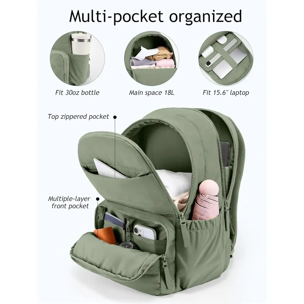 Женский рюкзак для ноутбука 15,6 колледжа — водостойкий и милый стеганый дизайн