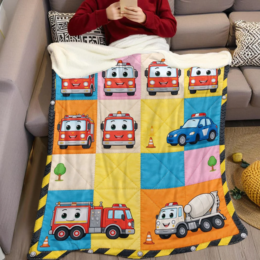 Fire Police Ice Grid Flannel Blanket Perfect for Sofa Office Bed Travel Sleep Read Relax Camping Four Season Use