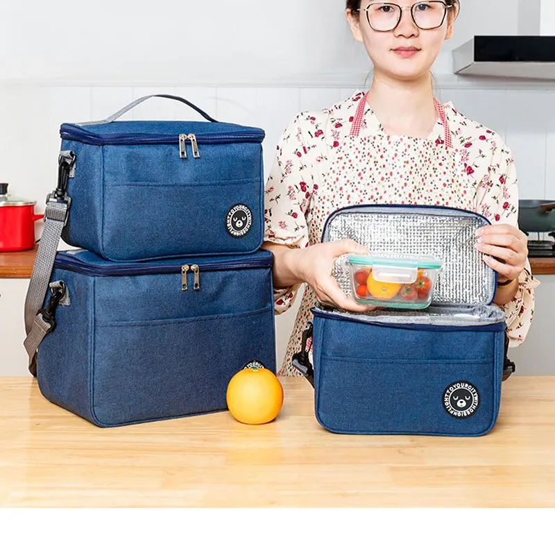 Portable Lunch Bag Thermal Insulated Lunch Box Tote Cooler Handbag Waterproof Backpack Bento Pouch Company Food Storage Bags