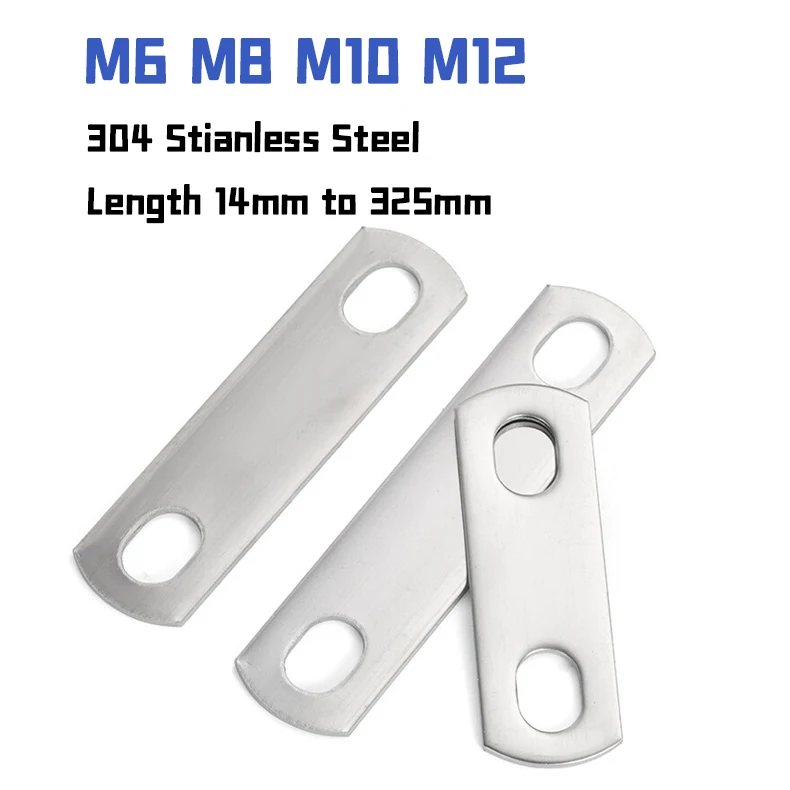 M6~M12 304 Stainless Steel U-Shaped Gasket Pipe Clamp Screw Bolt Baffle Square Gasket BaffleConnection Piece Length 14mm ~ 325mm