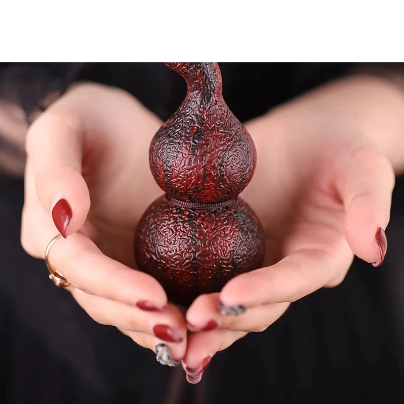 Gourd handle, Indian lobular purple text play handle, men's play objects, purely hand-carved
