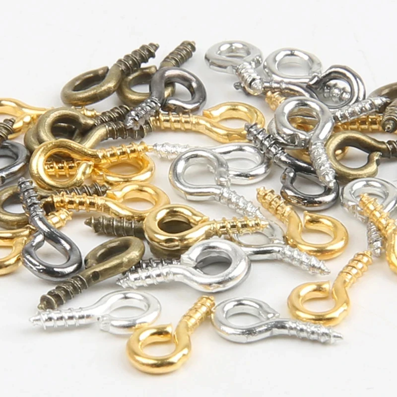 300/900/1200/1800pcs Tiny Mini Eye Pins Eyepins Hooks Eyelets Screw Threaded Sheep Eyes Nail Screw For Jewelry Making 8/10mm