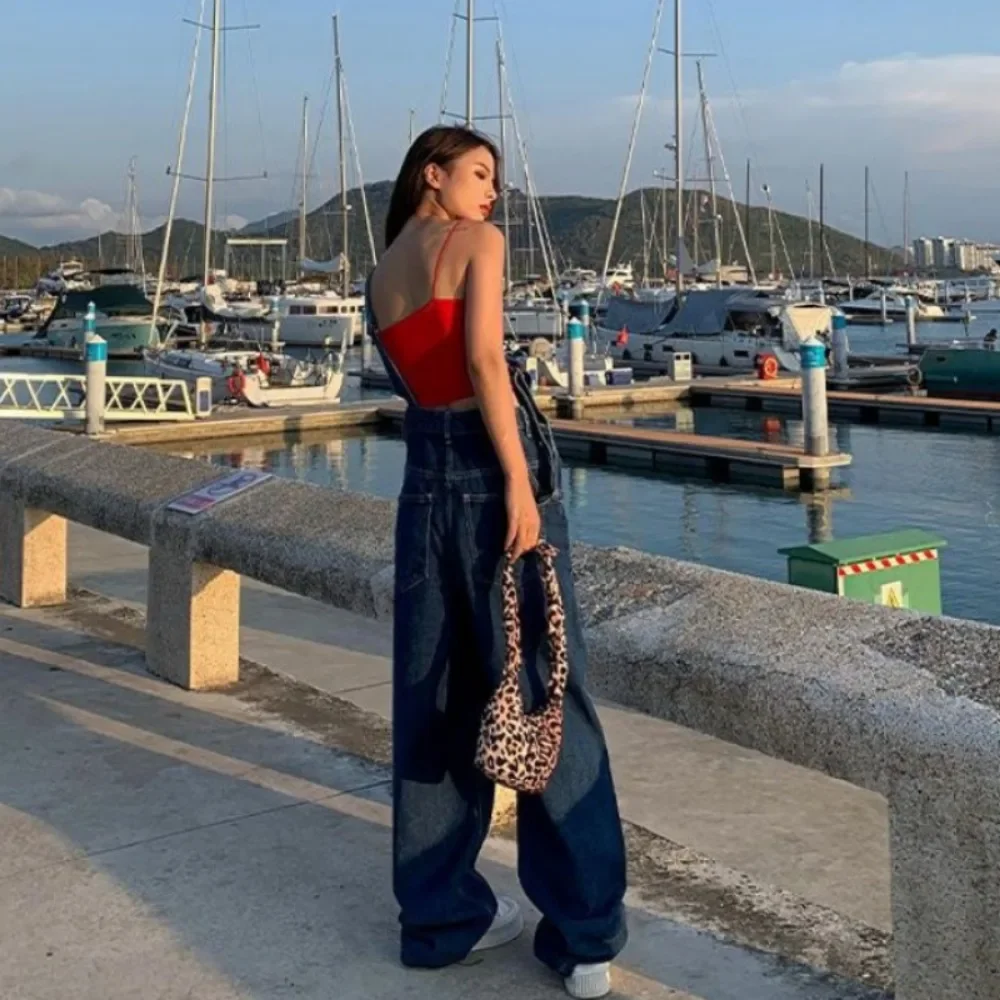 Calças femininas moda coreana jeans baggy mulher cintura alta denim perna reta jeans feminino streetwear newjeans roupas vintage y2k