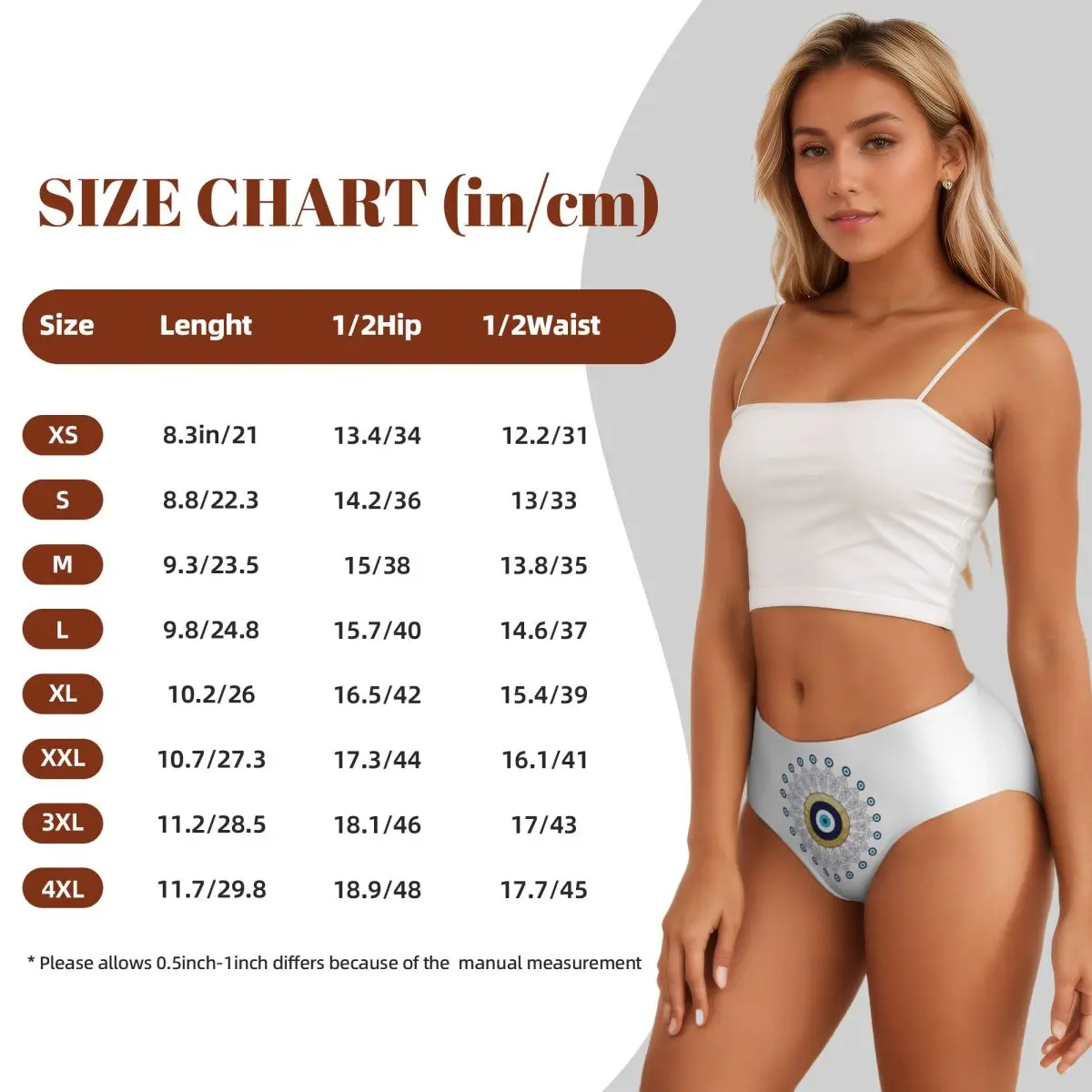 Personalizzato donna malocchio Mandala In oro e blu slip mutandine femminili traspiranti Lucky Charm amuleto intimo mutande