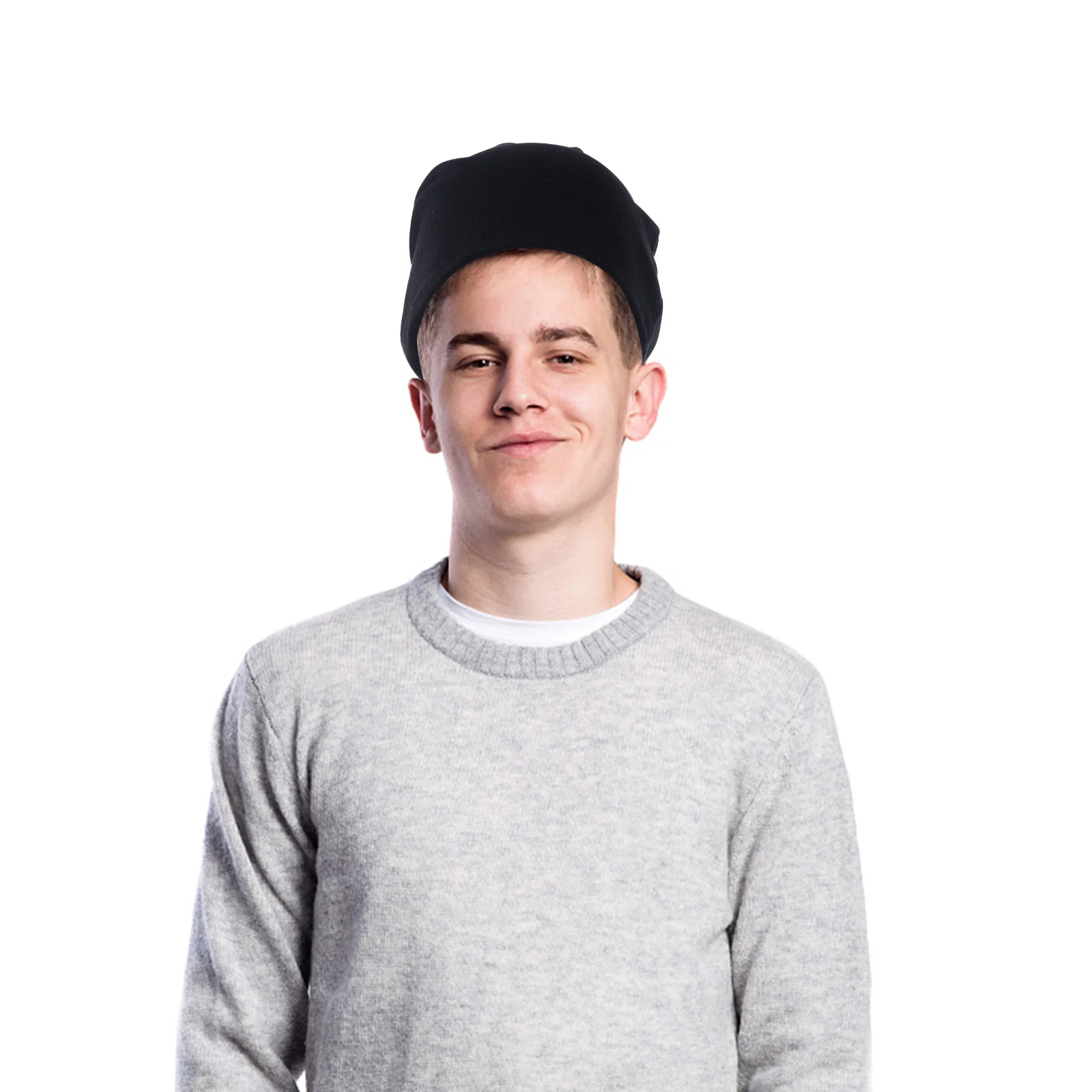 

1pc Cotton Knit Winter Hat Solid Color Warm Headwear For Outdoor Riding Turbano Style Cap Versatile Sleeve Hat