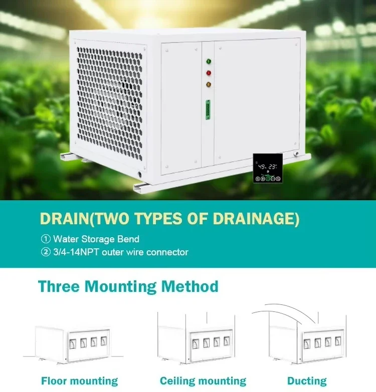 750 Pints Industrial Dehumidifier Greenhouse Dehumidifier Grow Room Air Dryer Grow Room Dehumidifier Plant Growing Commercial view 5