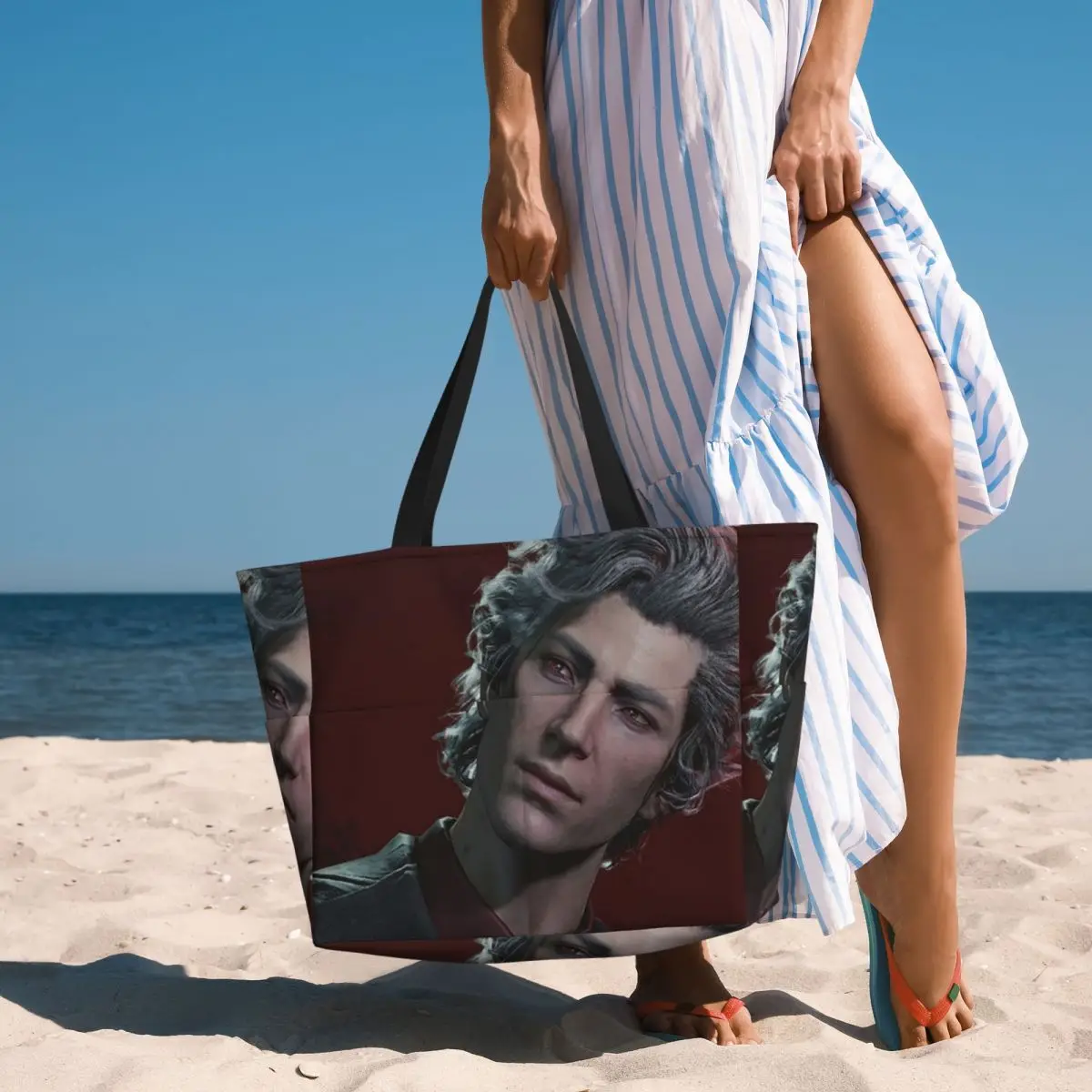 

Baldur's Gate 3 Astarion Vampire Character Beach Tote Bag Sport Gym Yoga Duffle Large Tote Bag Women Travel Bag Fitness bag