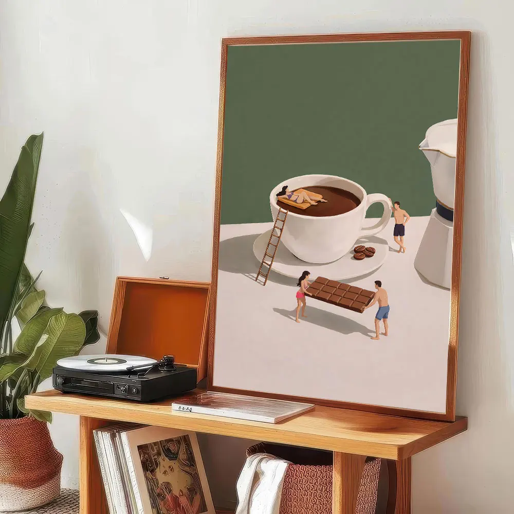 1 póster sin marco con diseño de café, aventura, espresso, arte, para amantes del café, pintura en lienzo, decoración de pared para habitación, hogar, cocina, bar, cafetería.