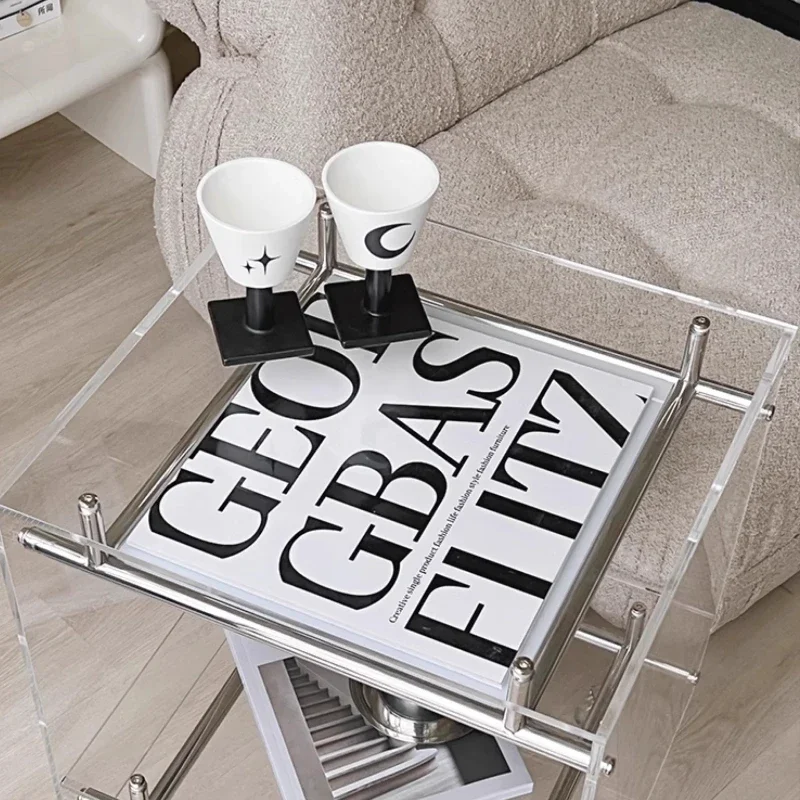 Picture 4: Transparent Lounge Bedside Side Table Cabinet Living Room Household Acrylic Coffee Storage Mesas Terraza Bedroom Furniture