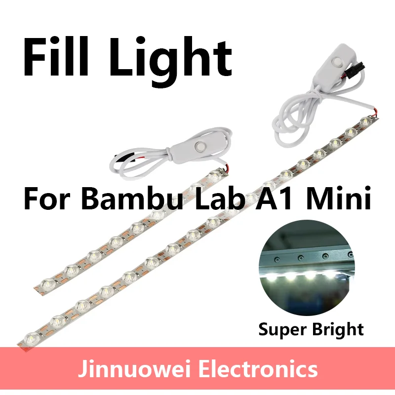2-10pcs For Bambu Lab A1/A1mini Led Light Strip Ra95 Fill Light 24V White Light Super Bright Bambulab 3D Printer Accessories