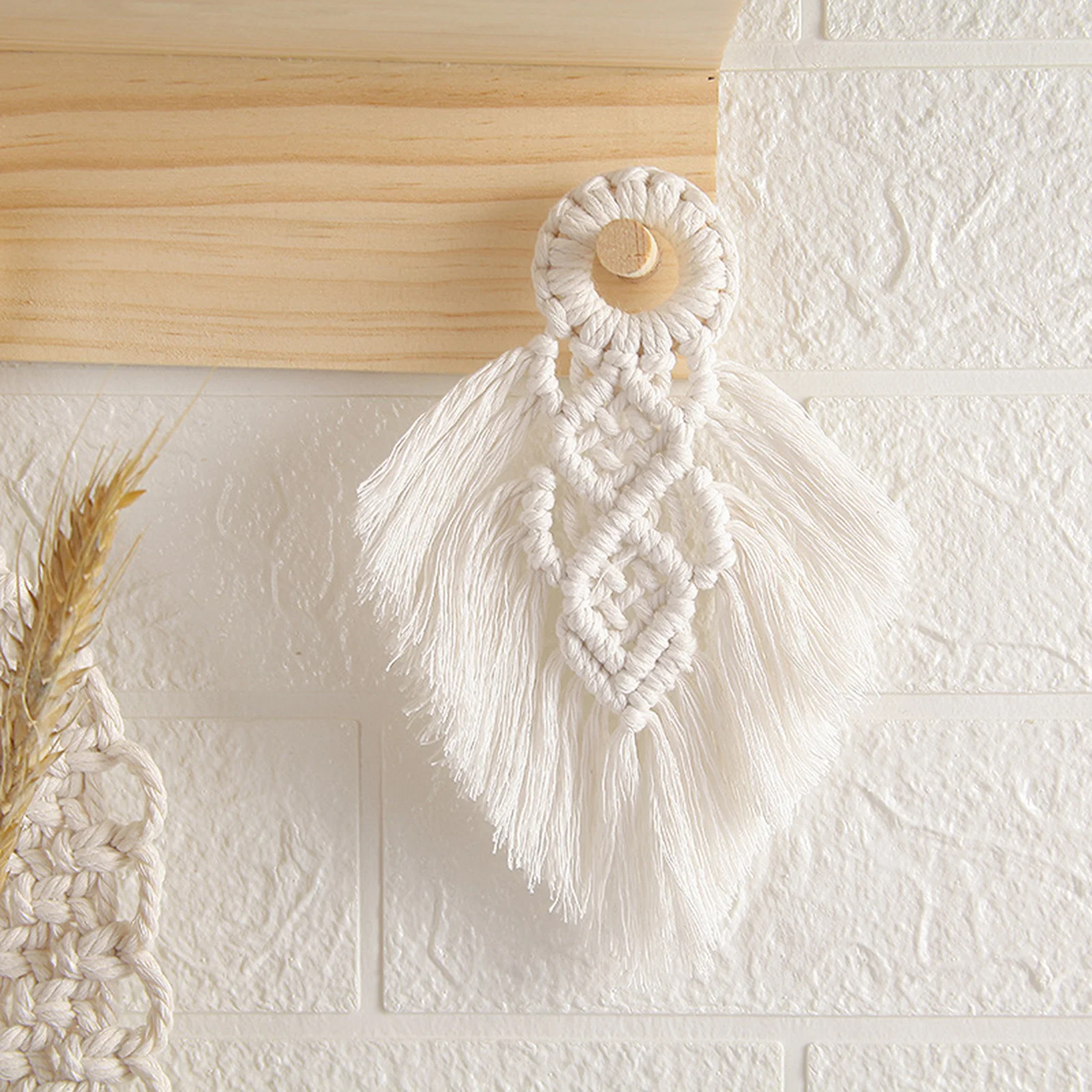 Macrame Wall Hanging Leaf Feathers Boho Decor Cotton Cord Nordic Style Tapestry Toy Room Tassels Decor Home Decor Tapisserie