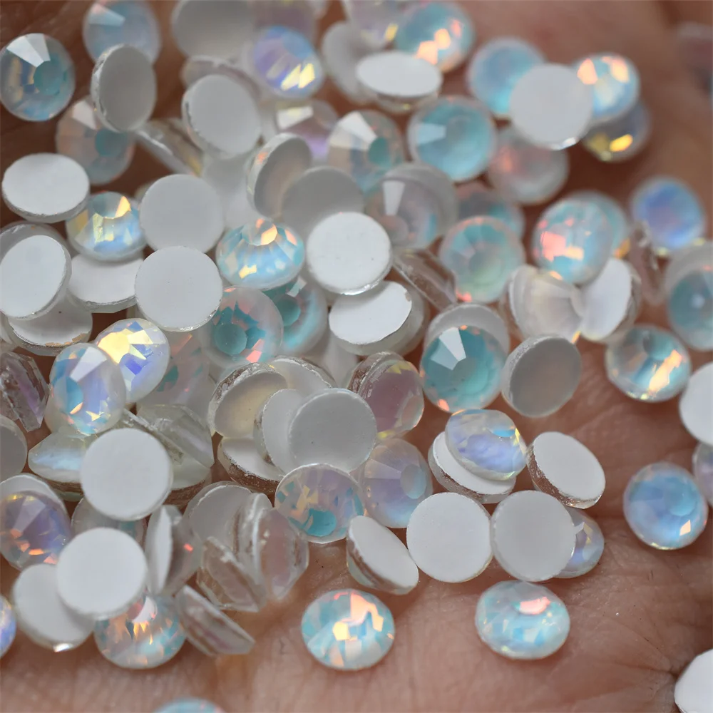 1440PCS SS6-30 Luminous Glass Mocca Opal White Nail Art Decorations Non Hotfix FlatBack Rhinestones Stones Crystals Strass Top