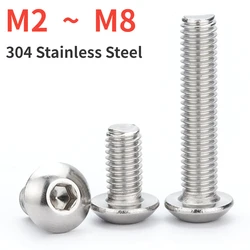 M2 M2.5 M3 M4 M5 M6 M8 304 Stainless Steel High Quality  Marine Grade Hexagon Hex Socket Button Head Allen Screw Bolt