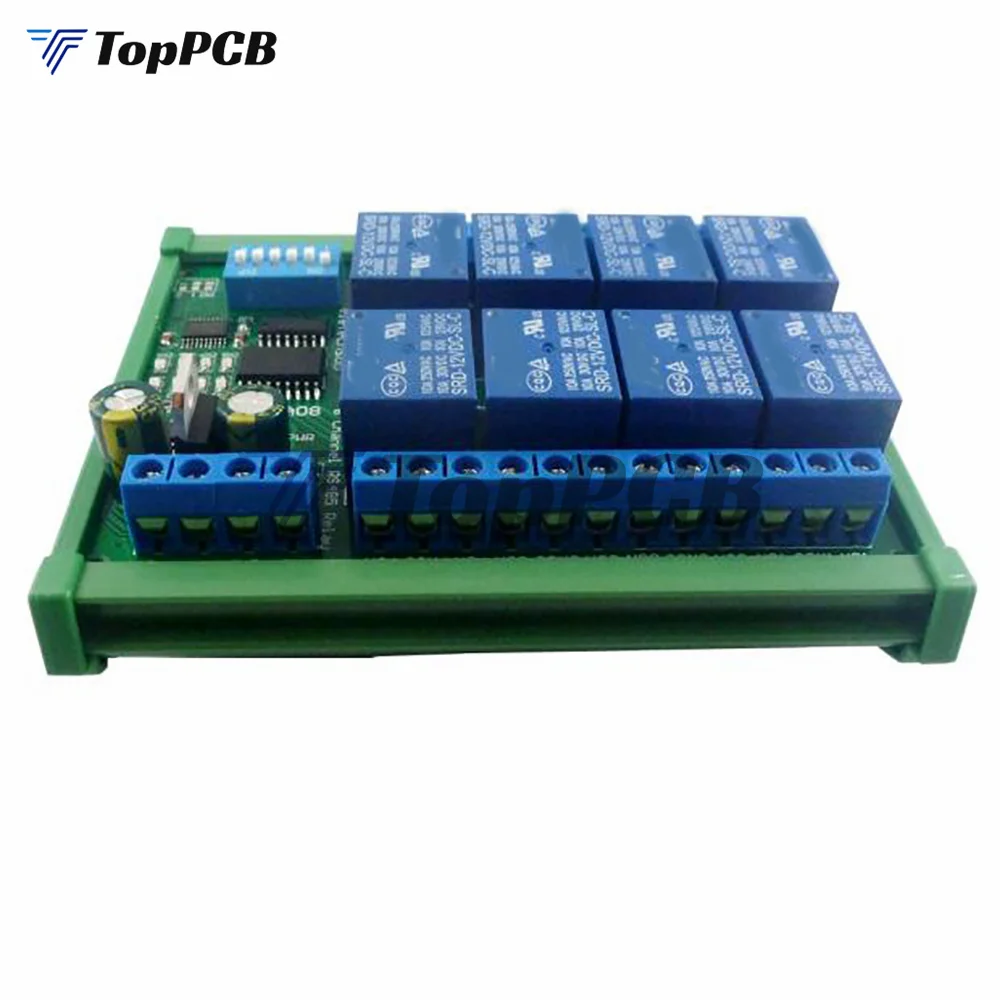 DC 12V 8 Ch RS485 Relay Board Modbus RTU UART Remote Control Switch DIN35 Rail Box for PLC Automation Control Expansion Module