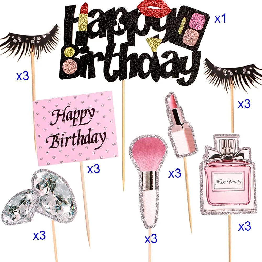 4 Stück Kunstharz-Kosmetik-Kuchenaufsätze – Lippenstift- und Parfümdekoration für Make-up-Thema, Braut, Bachelorette, Geburtstagsparty-Zubehör – Detail 20