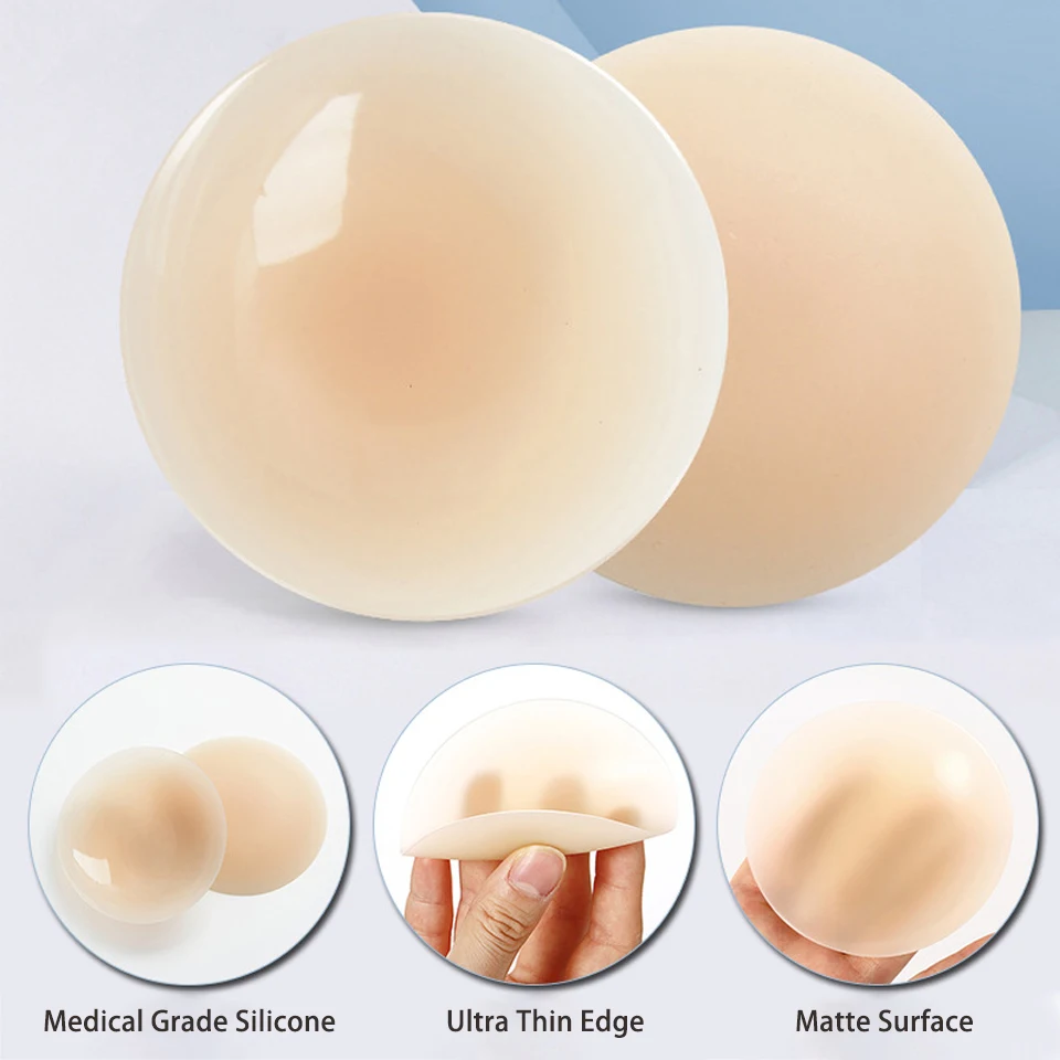 No Show Nipple Covers Reusable Adhesive Silicone Nipple Pasties Sticky Breast Petals Stick On Bra For Small Large Breast