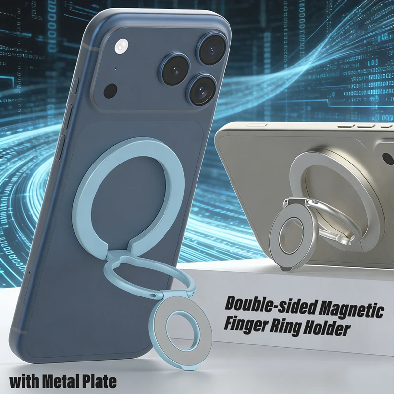

360° Rotation Mobile Phone Finger Ring Stand Double-sided Magnetic Holder for Magsafe Gym Desktop Folding Support for iPhone Pro