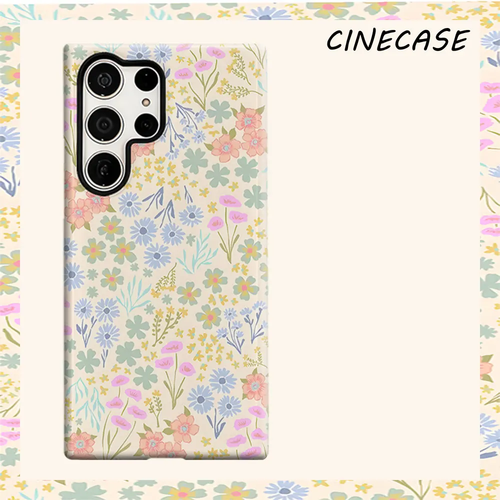 pastel ditsy floral meadow For Samsung Galaxy S26 S25 S24 A56 A36 Dual Layer Luxury Fashion Full Lens Protective Case