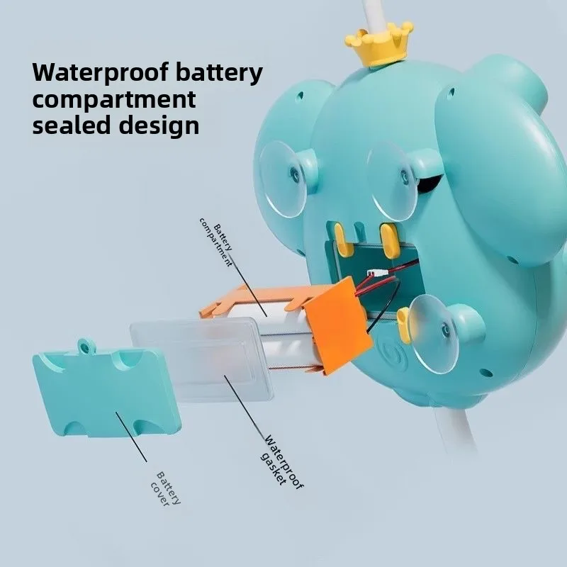 آلة فقاعات الاستحمام الكهربائية على شكل فيل: قطعة أثرية للعب المائي 2 في 1 للأطفال، مثالية لمتعة وقت الاستحمام، آمنة ومتينة