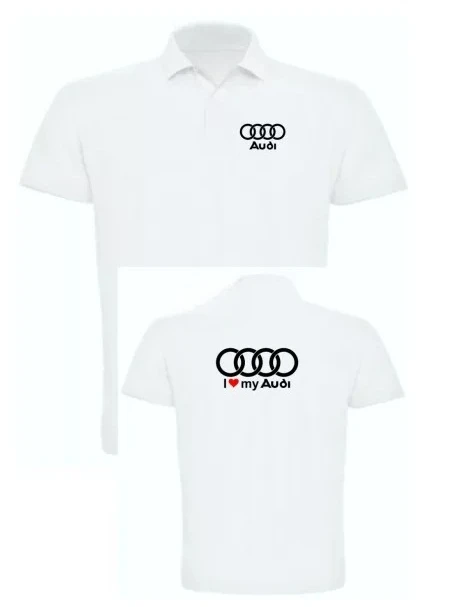 

Audi Top Designer Brand Men's Polo Shirt Black Streetwear Racing Style Multiple Logo Printing Slim Fit Summer Casual Breathable