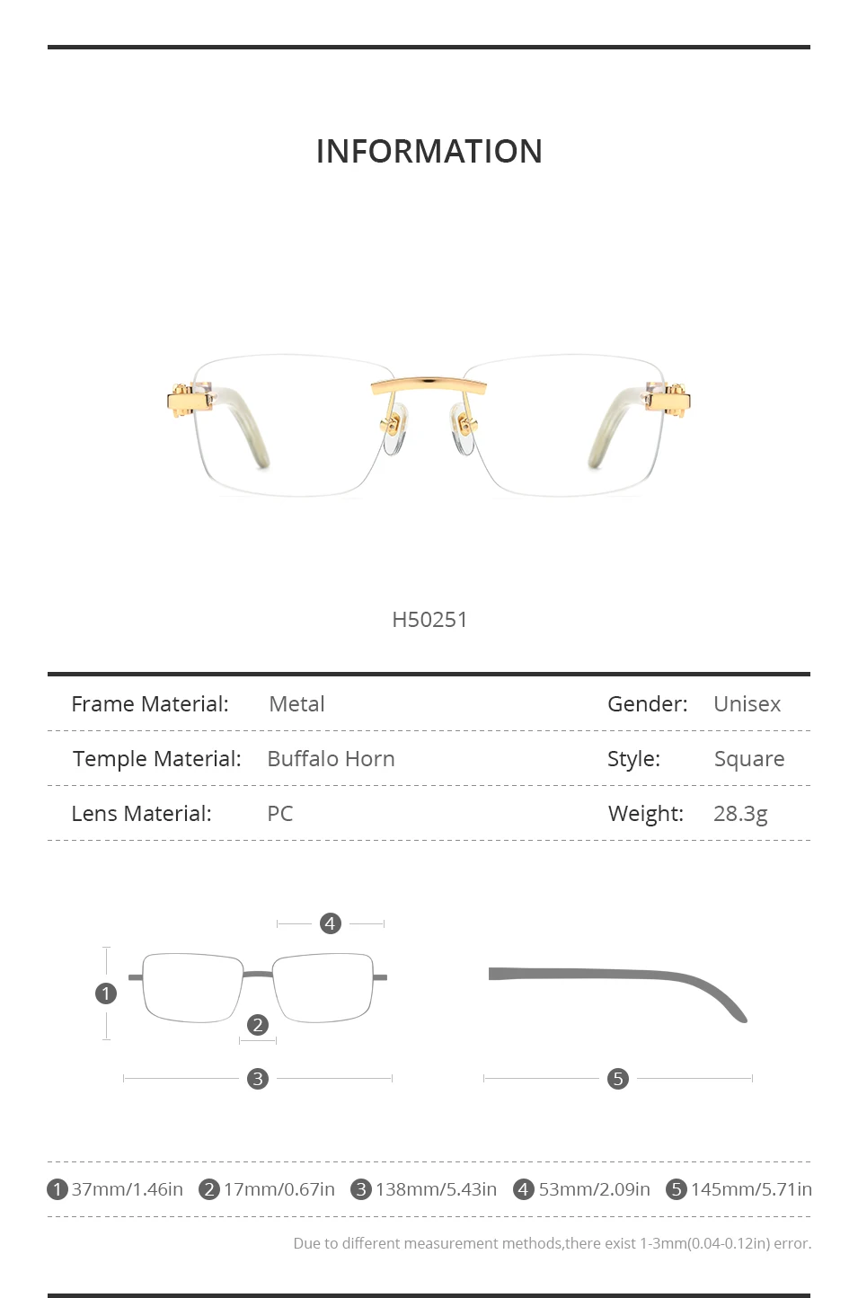 HEPIDEM Buffalo Horn Brille Männer Luxus Berühmte Marke Design Randlose Brillen Rahmen Frauen Rahmenlose Weiß Buffs Holz Brillen – Detail 23