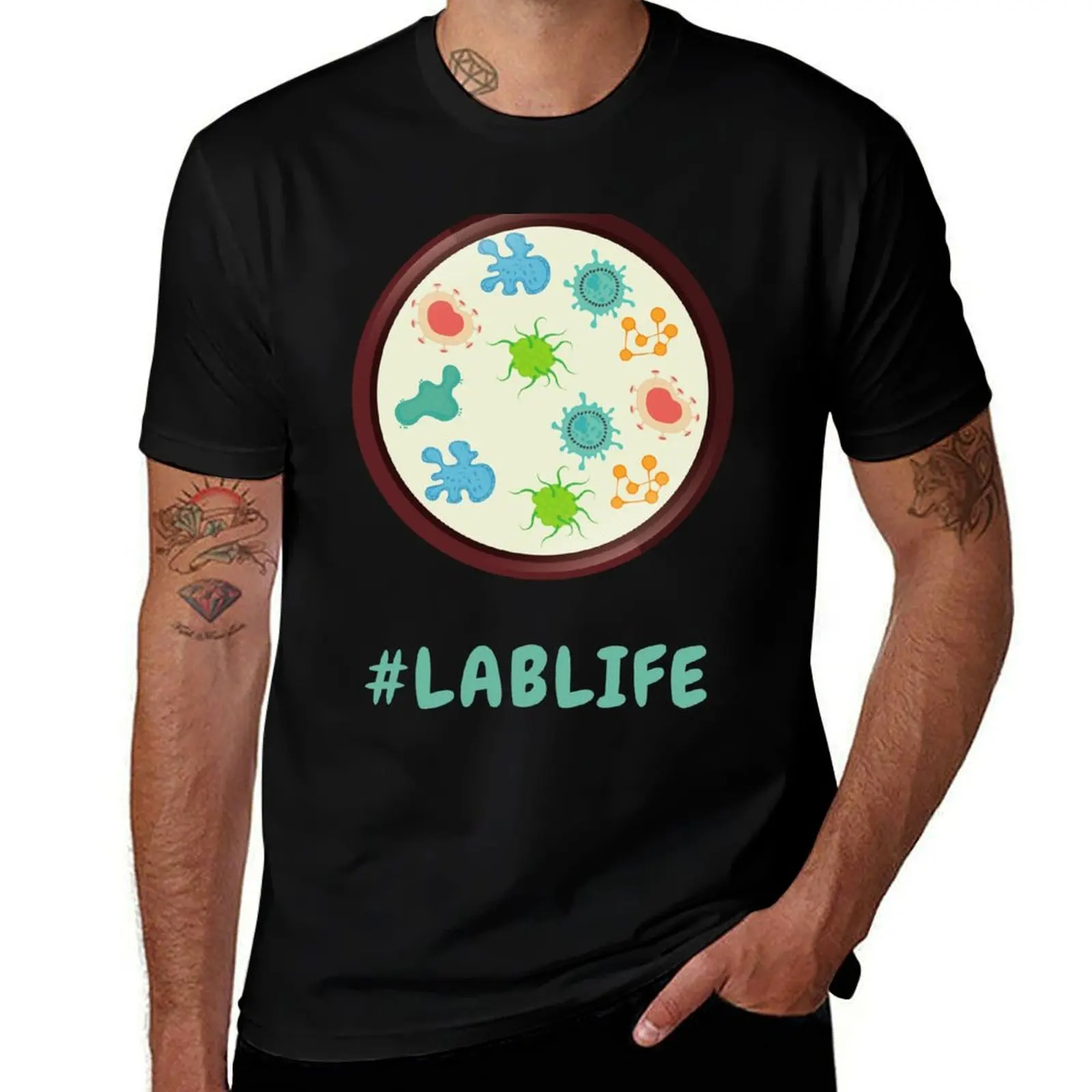 #LABLIFE Petri dish Culture Medical Laboratory Science Micro T-Shirt Basic Solid Color Short Sleeve T-Shirt