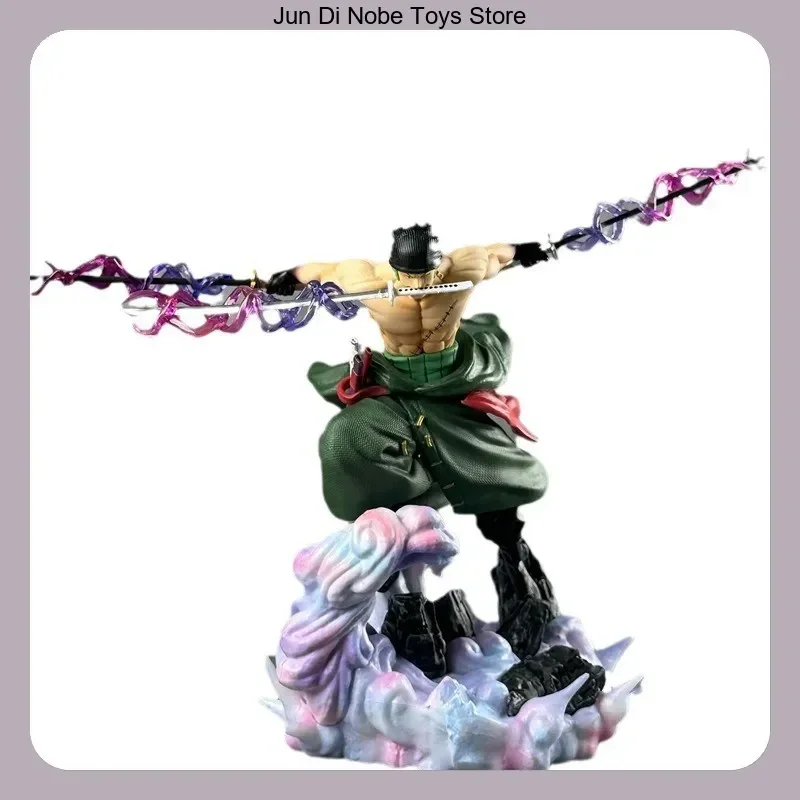 

Roronoa Zoro One Piece 27cm Dual Swapable Head Three-Sword Style Anime Model Statue For Birthday Gift