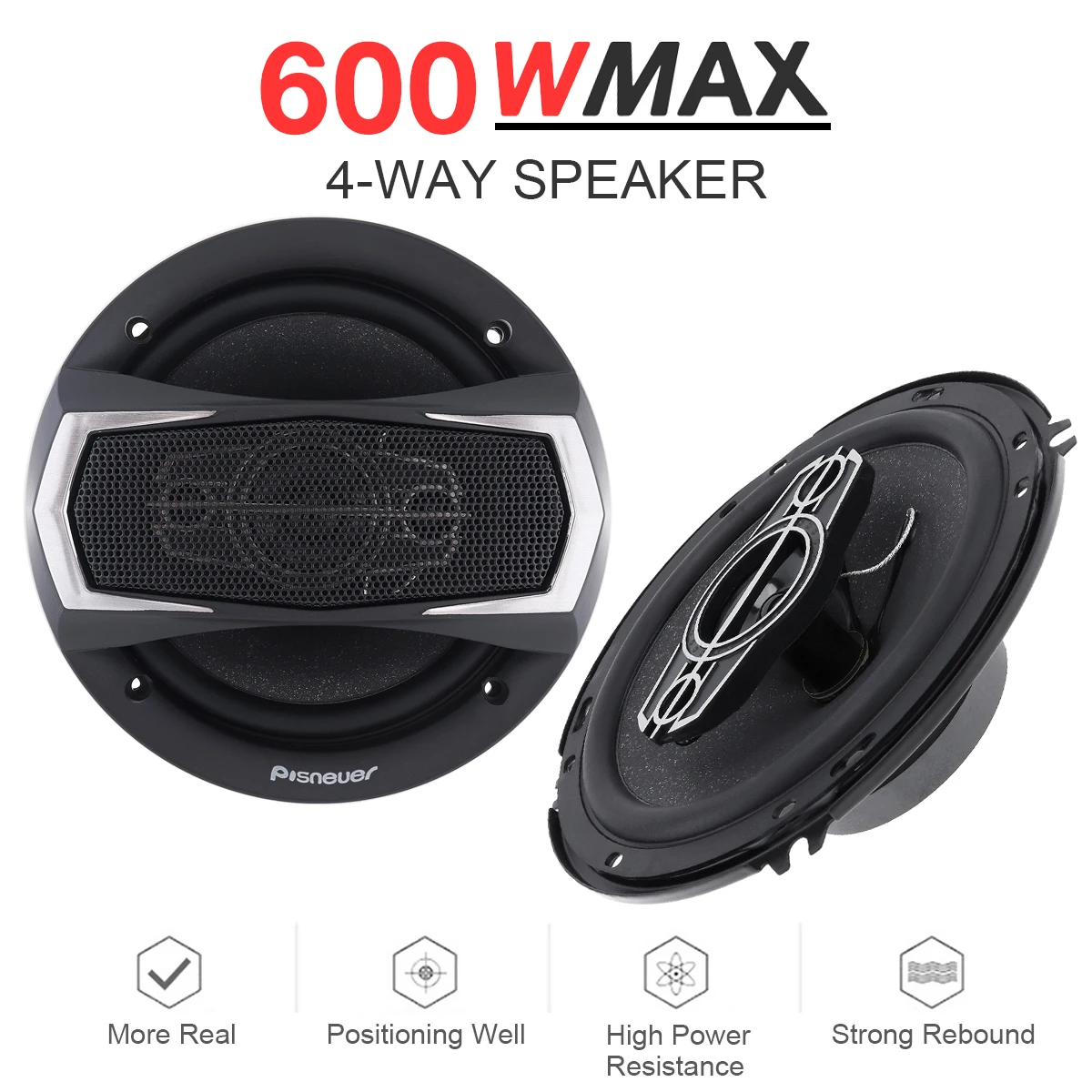 2pcs Hifi Car Coaxial Speaker 600W 4 Way 6 Inch Automotive Speaker Full Range Frequency Vehicle Auto Music Stereo Loudspeaker