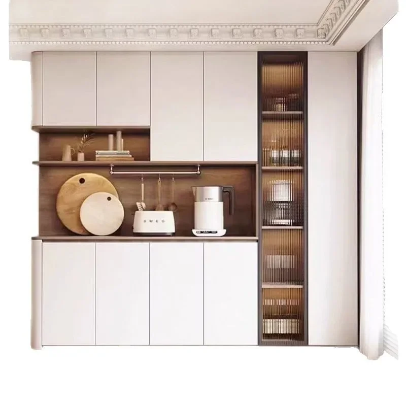 

Antique Arc in Cream Side Cabinet Wine Cabinet Integrated Living Room Against the Wall Large Capacity Multifunctional Storage